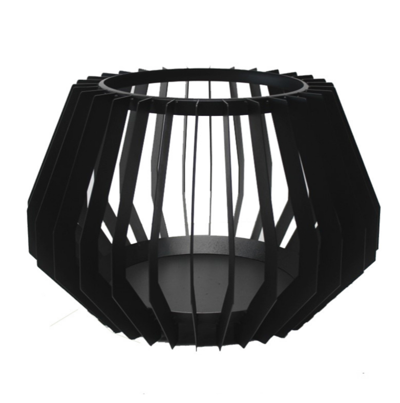 Black Modern Steel Fire Basket with Poker