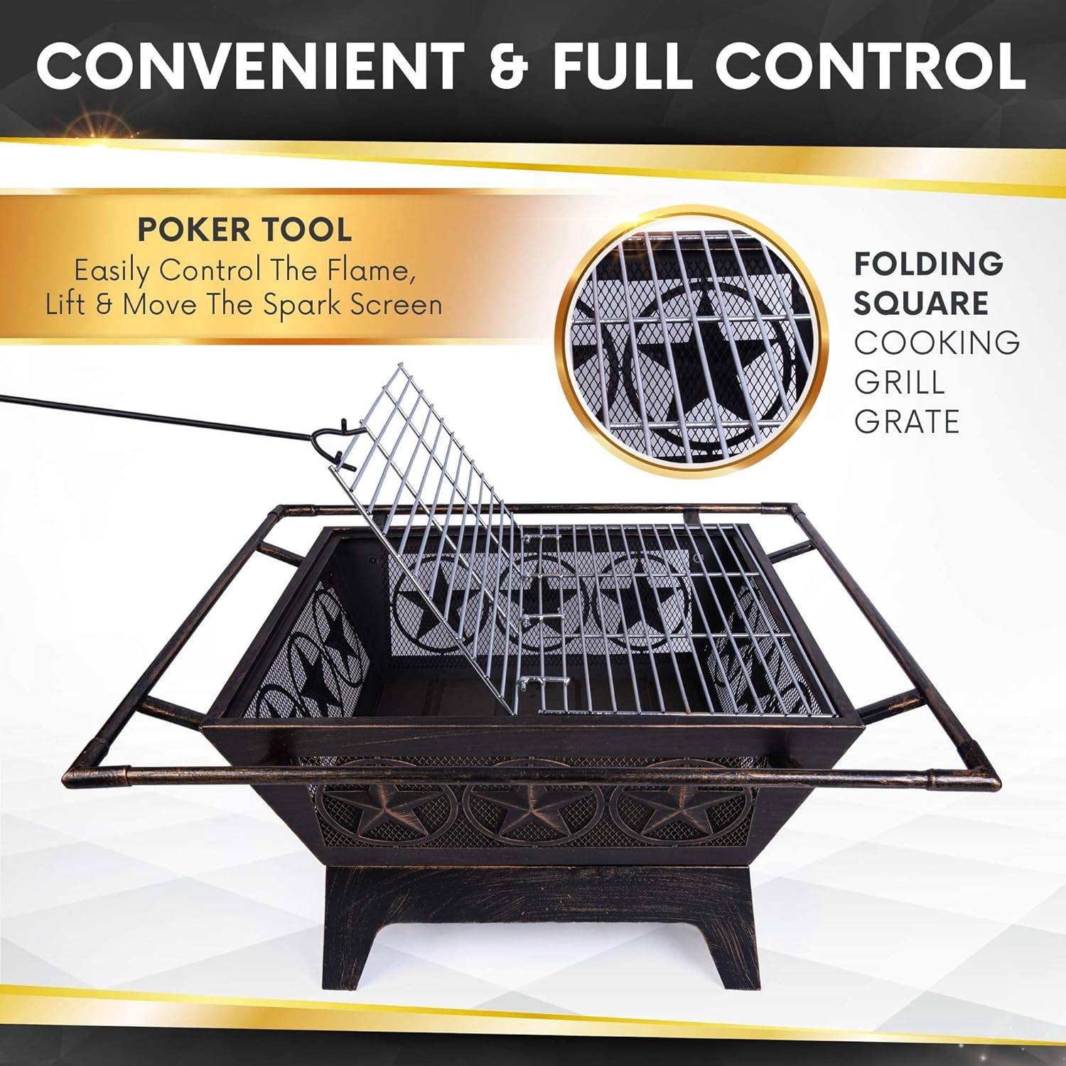 32″ Square Fire Pit with 24″ Bowl