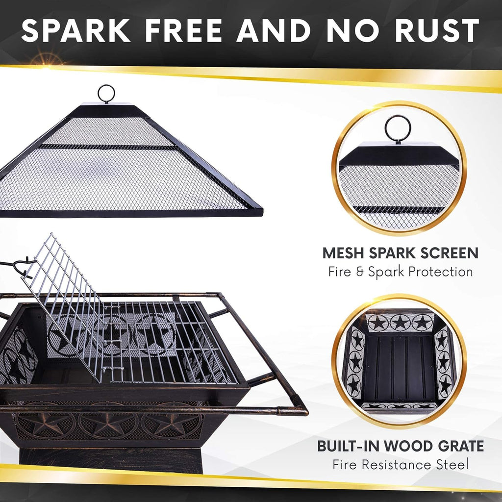 32″ Square Fire Pit with 24″ Bowl