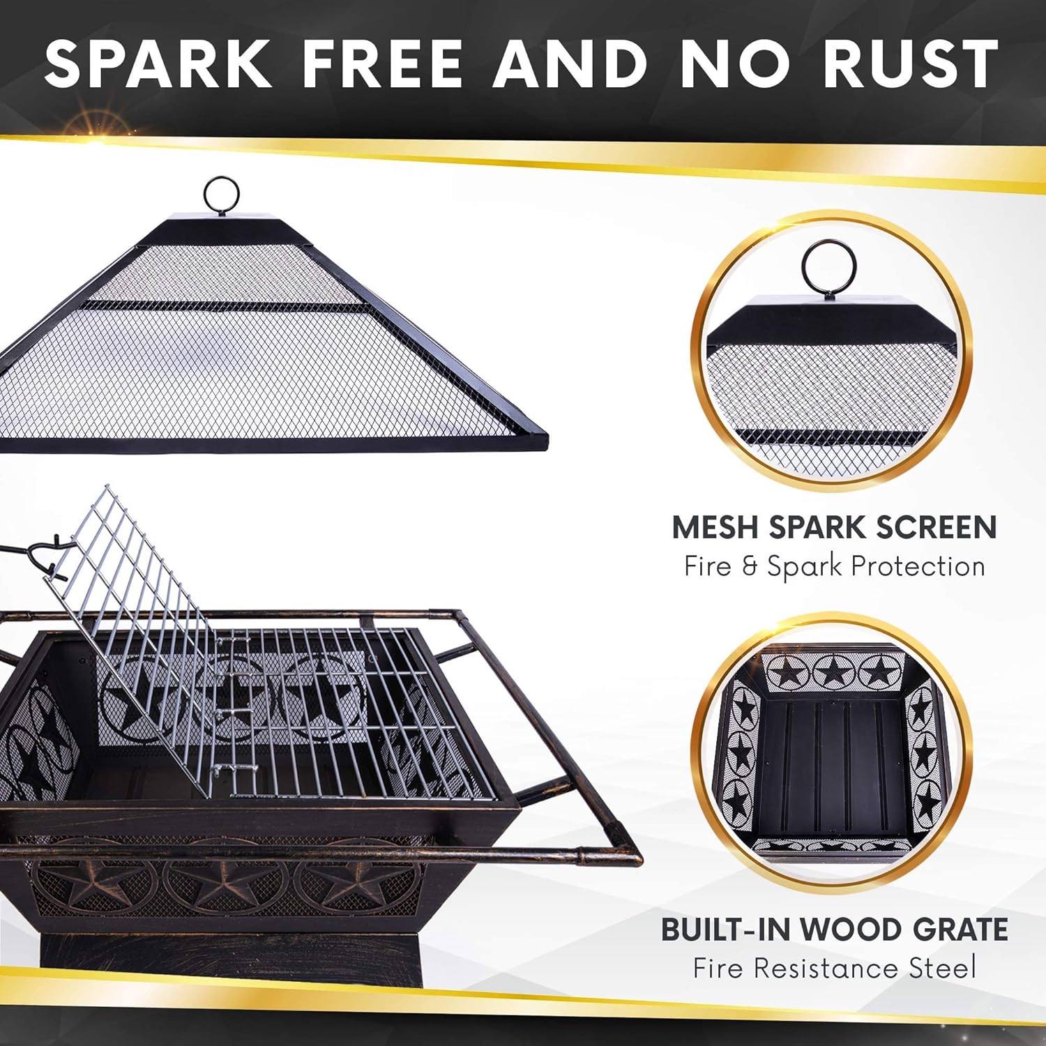 32″ Square Fire Pit with 24″ Bowl