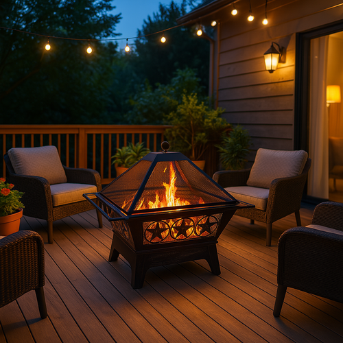 32″ Square Fire Pit with 24″ Bowl