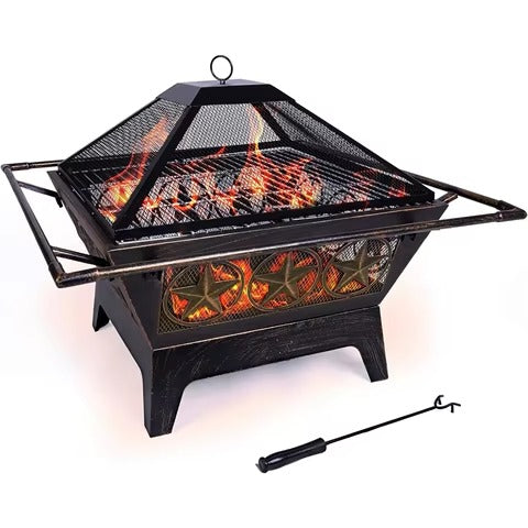 32″ Square Fire Pit with 24″ Bowl