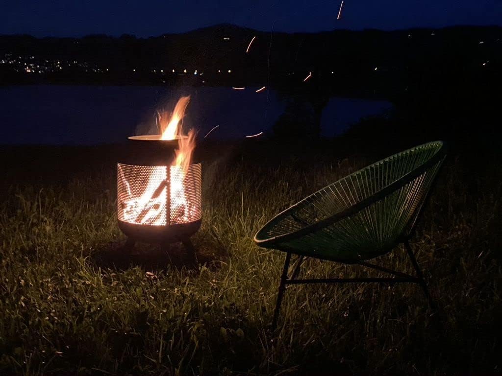 Fire Pit Steel Drum Black & Poker