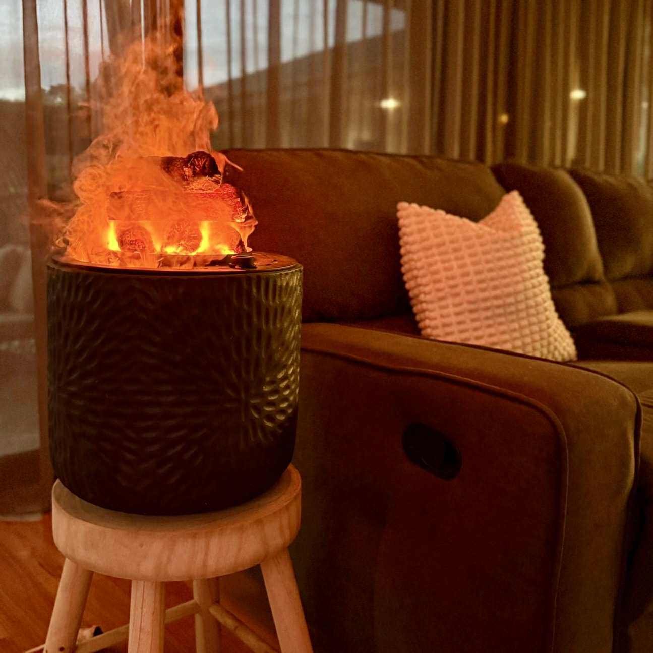 MirageFlame Round Water-Vapor Electric Fireplace — 50CM