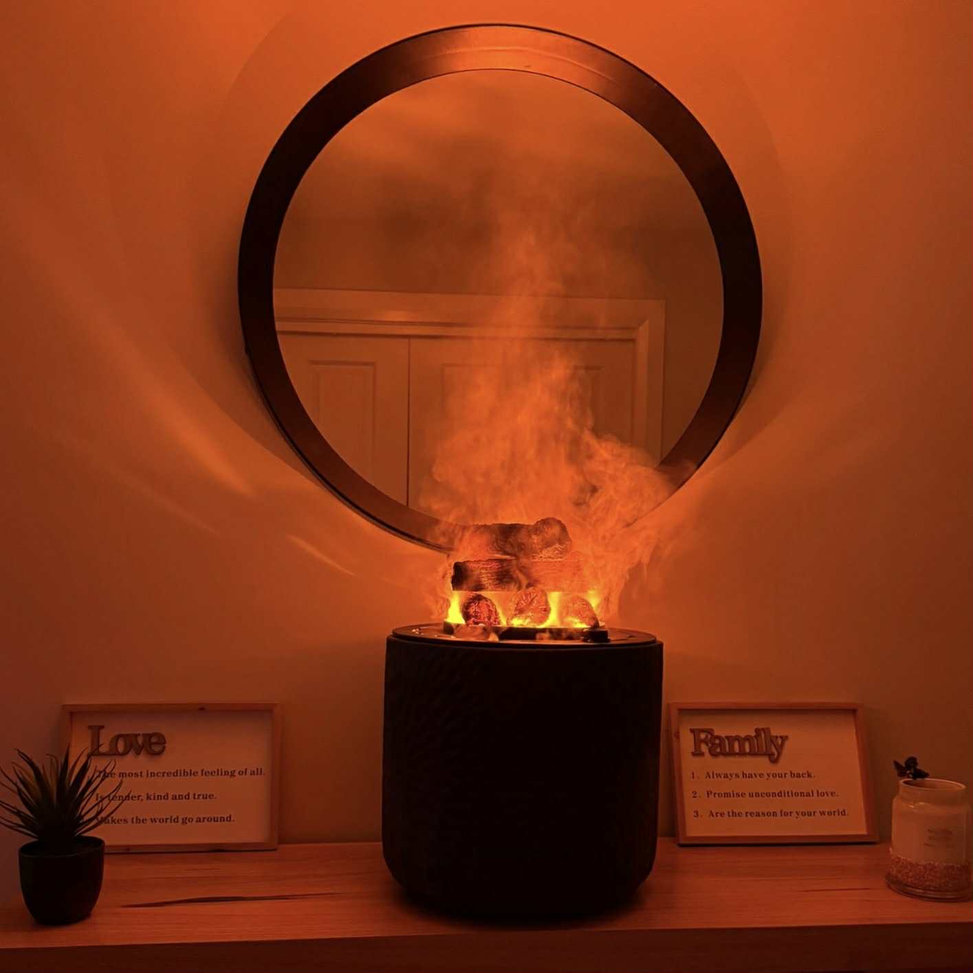 MirageFlame Round Water-Vapor Electric Fireplace — 50CM